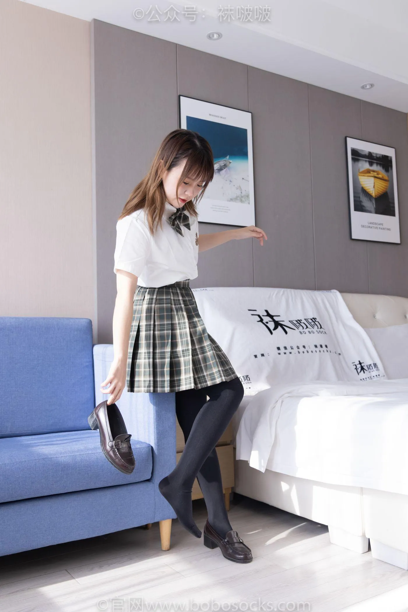 [BoBoSocks袜啵啵]NO.056 朵朵-JK制服、皮鞋、厚黑丝 [135P]插图7